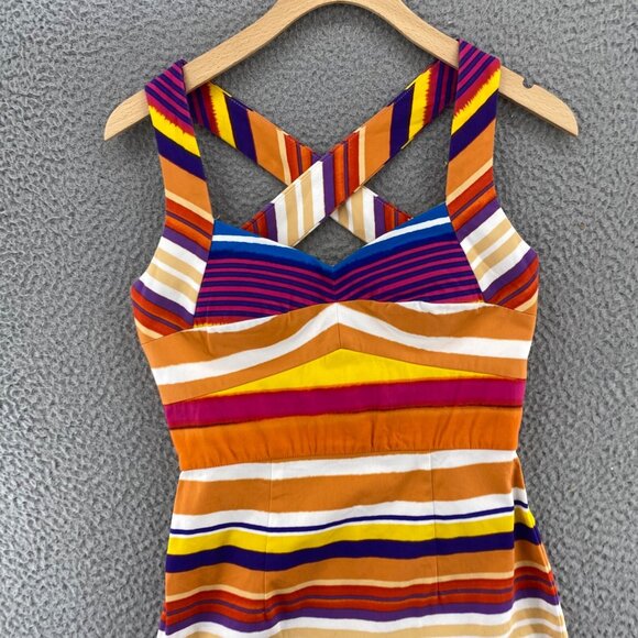 Calvin Klein Dress Womens 2 Multicolor Striped Sheath Sweetheart Neck Bra Mini - Picture 2 of 11